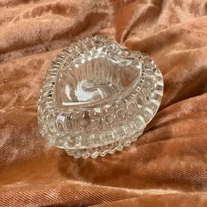 Vintage 1970s HOMCO ❤️ Glass Heart Shaped Trinket Jewelry Box Disco Love Retro